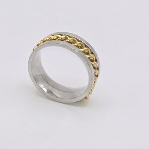 Elegant Two-Tone Chain Spinner Ring